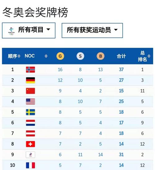 冬奥会中国获奖名单